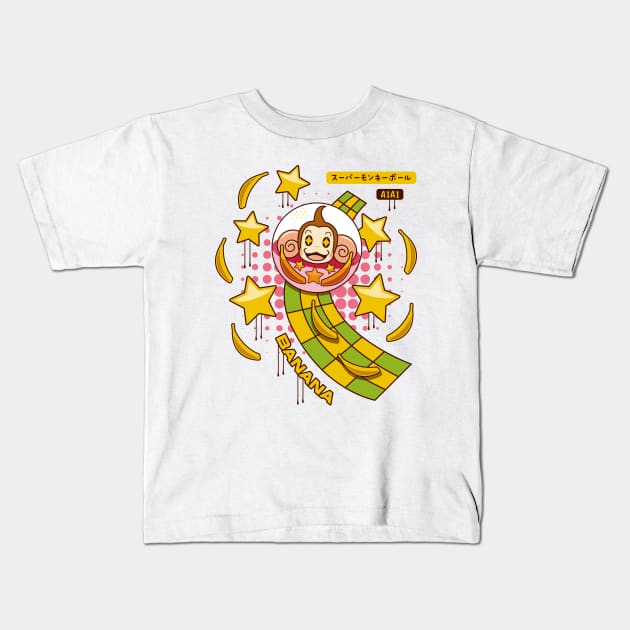 Monkey Banana Star Kids T-Shirt by logozaste